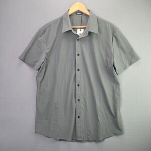 JMIERR Short Sleeve Button Up Shirt Size L Grey Stretch Breathable Techwear
